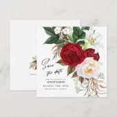 Save The Date Aquarelle luxuriante Bouquet Floral Mariage Monogr (Devant / Derrière)