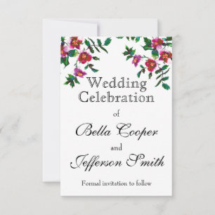 Save The Date Aquarelle magenta rose vintage roses