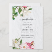 Save The Date Aquarelle Magnolia Fleurs Mariage (Devant)