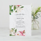 Save The Date Aquarelle Magnolia Fleurs Mariage (Debout devant)