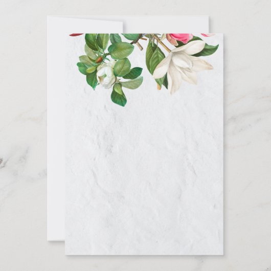 Save The Date Aquarelle Magnolia Fleurs Mariage (Dos)