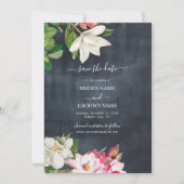 Save The Date Aquarelle Magnolia Fleurs Mariage Noir Blanc (Devant)