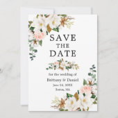 Save The Date Aquarelle Magnolias Roses Sage Green (Devant)