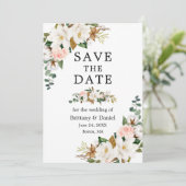 Save The Date Aquarelle Magnolias Roses Sage Green (Debout devant)