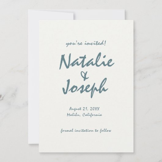 Save The Date Aquarelle Main Tirée Plage Rétro Mariage unique (Dos)