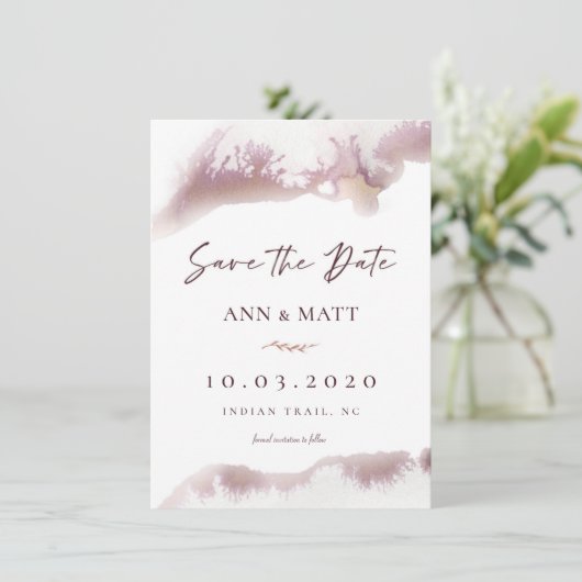 Save The Date Aquarelle Marbre Maroon Enregistrer la date (Debout devant)