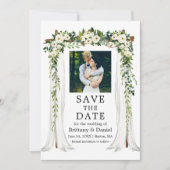 Save The Date Aquarelle mariage à canopée Aquarelle Vert Blanc F (Devant)