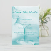Save The Date Aquarelle Mariage bleu moderne Enregistrer la date (Debout devant)