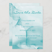 Save The Date Aquarelle Mariage bleu moderne Enregistrer la date (Devant / Derrière)