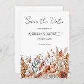 Save The Date Aquarelle Mariage de fleurs en terre cuite (Devant / Derrière)