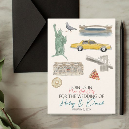 Save The Date Aquarelle Mariage de New York