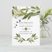 Save The Date Aquarelle Mariage de verdure feuillus (Debout devant)