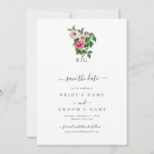 Save The Date Aquarelle Mariage d'été au Tropical Hibiscus (Devant)