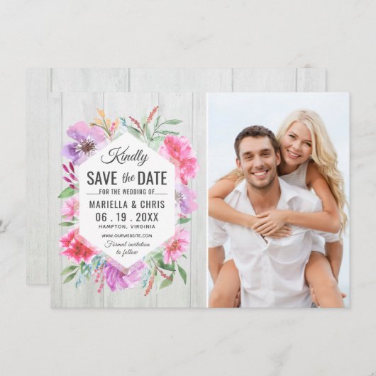 Save The Date Aquarelle mariage Enregistrer la date Découpage ph (Devant / Derrière)
