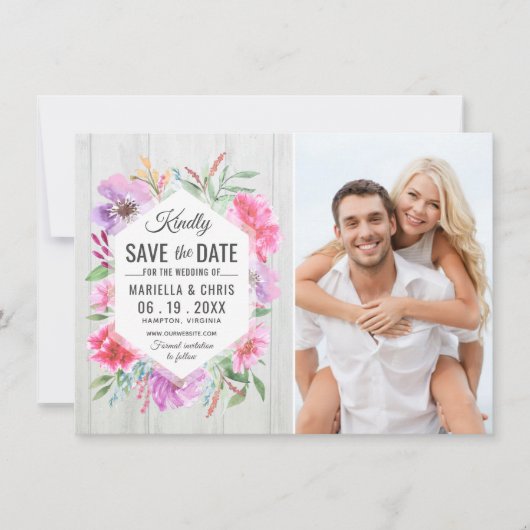 Save The Date Aquarelle mariage Enregistrer la date Découpage ph (Devant)