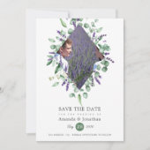 Save The Date Aquarelle mariage eucalyptus lavande verdure (Devant)