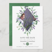 Save The Date Aquarelle mariage eucalyptus lavande verdure (Devant / Derrière)
