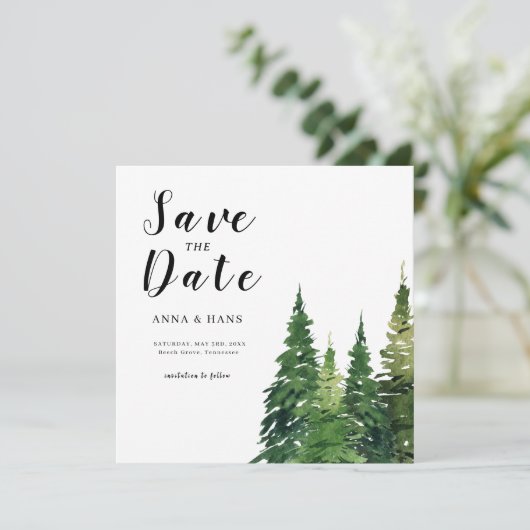 Save The Date Aquarelle Mariage festif Arbre de Noël (Debout devant)