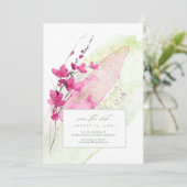 Save The Date Aquarelle Mariage fleur sauvage Fuchsia ID954 (Debout devant)
