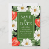 Save The Date Aquarelle Mariage Floral fraise (Devant)