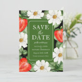 Save The Date Aquarelle Mariage Floral fraise (Debout devant)