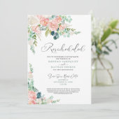 Save The Date Aquarelle mariage reprogrammée Pink Floral Nouveau (Debout devant)