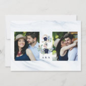 Save The Date Aquarelle marine Ancre florale Photo bleu marine (Dos)