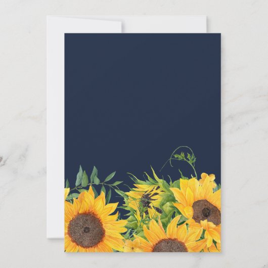 Save The Date Aquarelle Marine Bleu Tournesol Mariage rustique (Dos)