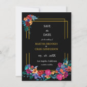 Save The Date Aquarelle mexicaine Fleur Mariage noir (Devant)