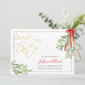 Save The Date Aquarelle Mistletoe | Mariage de vacances (Debout devant)
