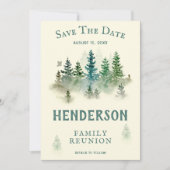 Save The Date Aquarelle Misty Wood Rétro Rustique Famille Réunio (Devant)
