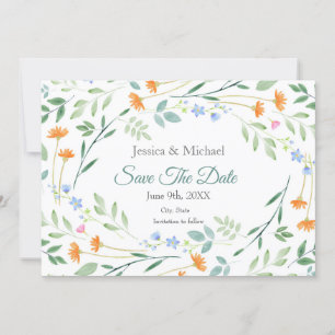 Save The Date Aquarelle mixte Cadre floral