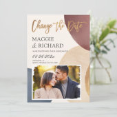 Save The Date Aquarelle Moderne Abstrait Photo Mariage Nouveau D (Debout devant)