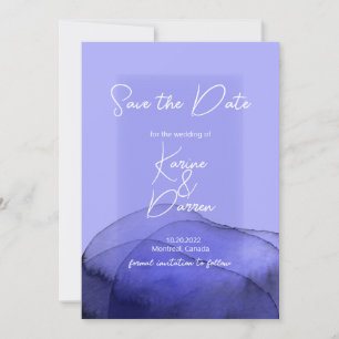 Save The Date Aquarelle moderne bleu violet violet Enregistrer l