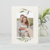 Save The Date Aquarelle moderne Branche d'olive verte (Debout devant)