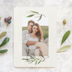 Save The Date Aquarelle moderne Branche d'olive verte