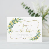 Save The Date Aquarelle moderne citron Mariage calligraphie (Debout devant)