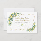 Save The Date Aquarelle moderne citron Mariage calligraphie (Dos)