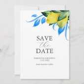 Save The Date Aquarelle Moderne Citron Méditerranéen (Devant)