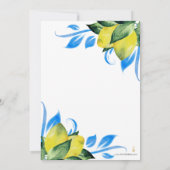 Save The Date Aquarelle Moderne Citron Méditerranéen (Dos)