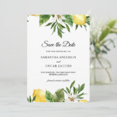 Save The Date Aquarelle moderne Citrons et feuilles jaunes (Debout devant)