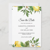 Save The Date Aquarelle moderne Citrons et feuilles jaunes (Devant)