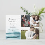 Save The Date Aquarelle moderne | Collage photo Turquoise 3 (Debout devant)