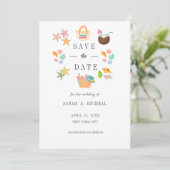 Save The Date Aquarelle moderne de plage estivale (Debout devant)