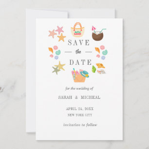 Save The Date Aquarelle moderne de plage estivale
