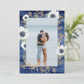 Save The Date Aquarelle moderne Deep Blue Anemone Flower (Debout devant)