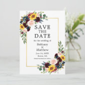 Save The Date Aquarelle moderne élégante Mixte Or Floral (Debout devant)