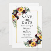Save The Date Aquarelle moderne élégante Mixte Or Floral (Devant / Derrière)