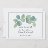 Save The Date Aquarelle moderne Eucalyptus (Devant)