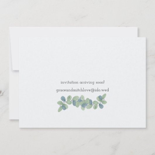 Save The Date Aquarelle moderne Eucalyptus (Dos)